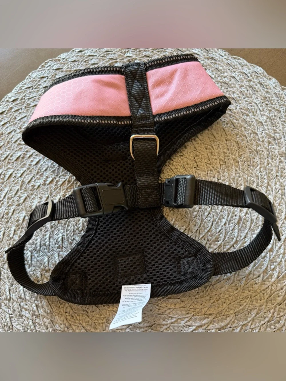 Pink Dog Harness with Black Trim